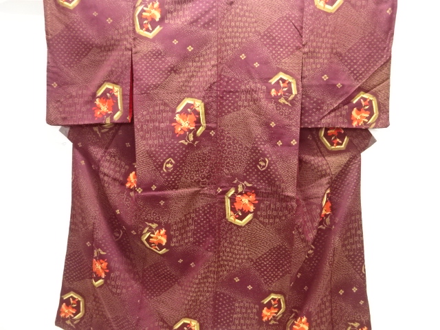 JAPANESE KIMONO / ANTIQUE OMESHI / TAISHO ROMAN STYLE / WOVEN KIKKO